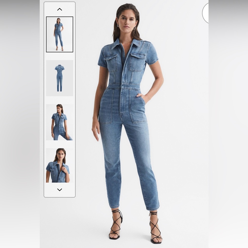 Good American Denim Short Sleeve Jumpsuit : Size 2